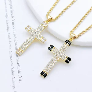 Fashion Accessories Cross Pendant Gold Plated with Diamond Cross Pendant for Necklace Oro Laminado Cruz Colgante