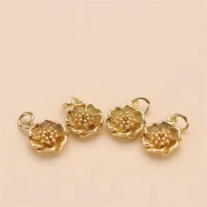 Fashion Accessories Flower Charm Pendants Gold Plated Jewelry for Women