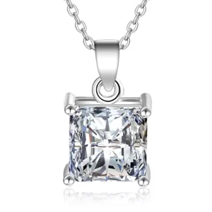 Fashion Accessories Silver Women Necklace Radiant Stone Pendant Necklace