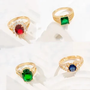 Fashion Accessories Women Jewelry Rings Red Single Stone Rings Fashion Jewelry Zircon Lab grown Diamonds Rings