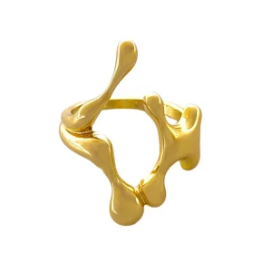 Fashion Accessories Women Personality Irregular Line Geometric Ring Simple Open Liquid Ring Alloy Gold Engagement Women Ring