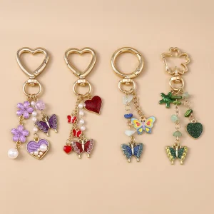 Fashion Accessory Pendants Trendy butterfly Heart shaped Keychains Unique Animal and Flower Key Rings and Backpack Pendants