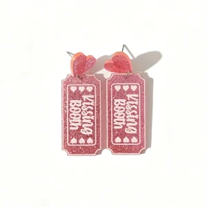 Fashion Acrylic Colorful Patchwork Letter Earrings Pink LOVE XOXO English Letter Heart Pendant Earrings for Women Valentines Day