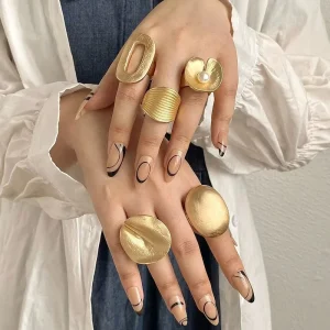 Fashion Adjustable Big Irregular Geometric Rings for Women Trendy Stackable Finger Rings Accessories Female Jewelry