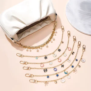 Fashion Alloy Flower Bow Heart Pearl Bag Chain Purse Wallet Handbag Crossbody Shoulder Bag Charms Keychain