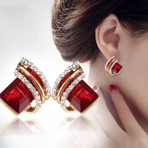 Fashion Alloy Jewelry 4 Colors Crystal Earrings for Women Gold Color Plated Party CZ Rhinestone Ladies Stud Earrings