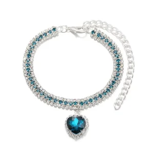 Fashion Alloy Jewelry Pet Chain Color Heart Crystal Necklace Jewelry