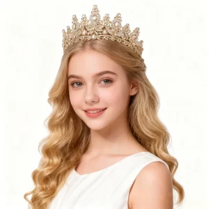 Fashion Alloy Leaf Floral Hair Crown Headpiece Accessories Colorful Crystal Prom Pageant Princess Queen Wedding Tiara