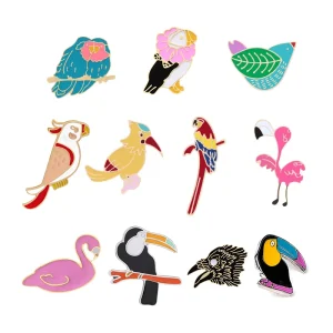 Fashion Animal Brooches 12 Styles Bird Cute Cartoon Women Clothes for Enamel Pin Black Nickel Bag Icons Jewelry Kids Gifts