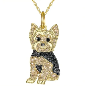 Fashion Animal Necklace Cute Crystal Royal Yorkie Dog Breed Charm Pendant Necklaces Pet Puppy Jewelry Accessories for Women Men