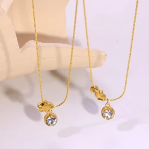 Fashion Animal Pendant Necklace Women Stainless Steel 18K Gold Plated Elephant Seahorse Charm Zircon Dainty Chain