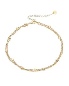 Fashion Anklet Stainless Steel Small Round Pendant Tassel Anklet Ladies 14K Gold Plated Ankle Chain Boho Charm Jewelry