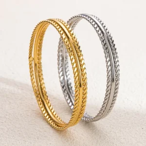 Fashion Anti Tarnish 18k Gold Plated Bracelet Stainless Steel Waterproof Jewelry for Women