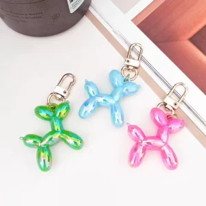 Fashion Art Trendy Laser Tiny Dog Colorful Key Chain Cute Pet Dog Charm Keychain for Women Handbag Jewelry Cartoon