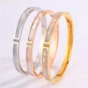Fashion Autism Awareness Jewelry Zircon 18k Pvd Gold Plated 316 Stainless Steel Bracelets & Bangles for Women