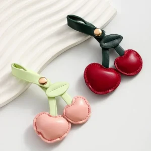 Fashion Bag Charm Accessories Handbag Pendant Cherry Creative Keychain Leather Hanging Decoration