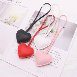 Fashion Bag Charms Handbag Pendant Car Keyring Ornament Accessories Love PU Leather Heart Keychain for Women Girls Jewelry Gift