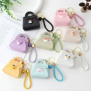 Fashion Bag Pendant Keychain with Cartoon Doll Machine Design Trendy Small Bag Charm Accessory for Women