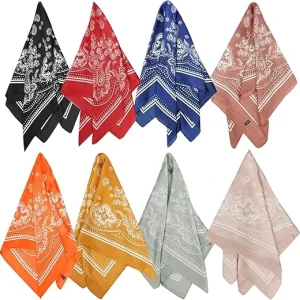 Fashion Bandana Scarf Classic Paisley Pattern Prints Square Head Wrap Handkerchief for Women Hair Accessories