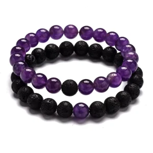 Fashion Beaded Bracelets Tiger Eye Stone Amethyst Natural Lapis Stone Blue Sandstone for Couples Handmade Jewelry