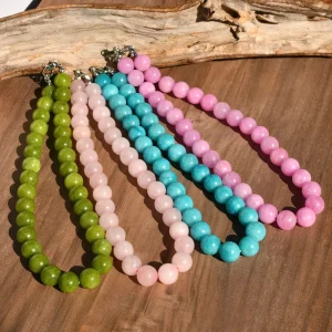 Fashion Beaded Necklaces Aquamarine Rose Quartz Beads Natural Stone Gemstone Necklace Fine Jewelry for Women