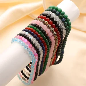Fashion Beads Jewelry Summer Gemstone Beaded Necklace Stainless Steel Clasp Natural Stone Fashion Beaded Necklaces for Women