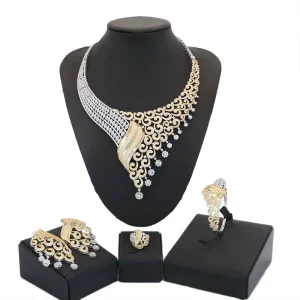 Fashion Beautiful American Diamond Jewelry Set Costume Women Bridal Wedding Cubic Zirconia Jewelry Set HZ18060802