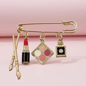 Fashion Beauty Cosmetics DIY Jewelry Making Lipstick Makeup Pen Perfume Bottle Zinc Alloy Powder Makeup Brooch Pin Keychain