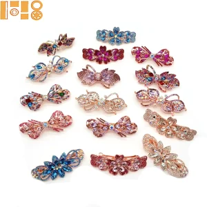 Fashion Big Crystal Rhinestone Hair Clip Rose Gold Spring Clip Multiple Colors Women’s Hair Accessory Versatile Accessories