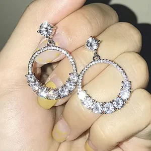 Fashion Big Hoop Dangle Earrings Women Girls Shiny Zircon Micro Pave Korean Design Trendy Lady Hoop Earrings