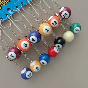 Fashion Billiards 8 Ball Keychain Key Ring Simulation Resin 3.2cm Mini Magic Billiard Ball Keychain Gift for Billiards Lover