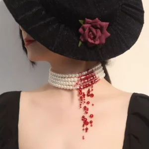 Fashion Bloody Handmade Pearl Jewellery Necklace Horror Halloween Gothic Cosplay Dress Jewelry Sets
