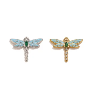 Fashion Blue Dragonfly Shape Gold Silver Plated for Bracelet Pendants DIY Jewelry Accessories Findings Component