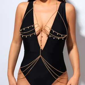 Fashion Body Chain Jewelry Sexy Imitation Pearl Star Multi Layer Bikini Breast Fashion Metal Chain Body Chain