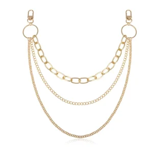 Fashion Body Chain Three Layered Jeans Chain Punk Rocker Pants Chain for Men and Women Clothing Accessories
