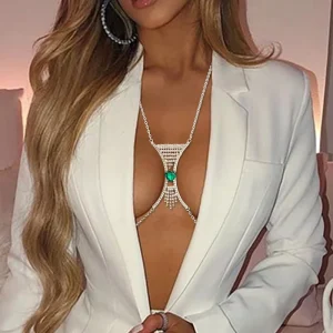 Fashion Body Chains Jewelry Crystal Iced Out Heart Diamond Chest Chain Sexy Luxury Neck Waist Underwear Chains for Women Girl