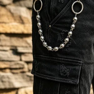 Fashion Body Jewelry Custom Letter Waist Chain Zinc Alloy Vintage Punk Hip Hop Denim Pocket Chain for Garment