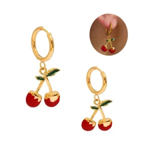 Fashion Body Jewelry Stainless Steel Cherry Dangle Earrings Huggie Hoop Earrings for Women