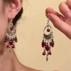 Fashion Bohemian Bead Tassel Geometric Earrings Colorful Long Retro Ethnic Sweet Pattern Earrings for Women Fine Fashion Jewelry