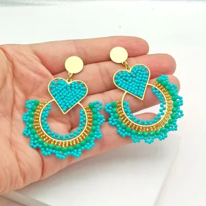 Fashion Bohemian Beaded Drop Earring Spring Summer Beach Holiday Gifts Jewelry Handmade Heart Flower Beads Earrings for Women