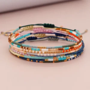 Fashion Bohemian Colorful Beads Tiny Bracelets for Women Designer Friendship Adjustable Bracelets Jewelry Accessories