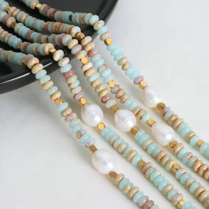 Fashion Bohemian Handmade Jewelry Stainless Steel Colorful Beaded Natural Stone Freshwater Pearl Necklace Necklaces Women