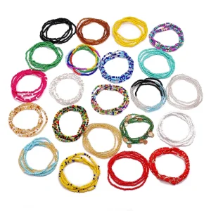 Fashion Boho Summer Beach Colorful Glass Rice Bead Belly Waist Chain Body Jewelry for Women