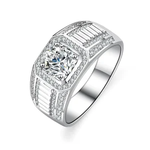 Fashion Boutique Jewelry 925 Sterling Silver Domineering Luxury Mossanite Eternal Men’s Engagement Wedding Ring Jewelry