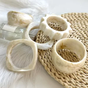 Fashion Bracelet Jewelry Geometric Resin White Wide Stackable Bracelet Bangle for Women