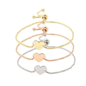 Fashion Bracelet Jewelry Stainless Steel Love Hearts Chain Bracelets Strip Shape on Hand Adjustable Bracelets for Woman