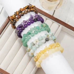Fashion Bracelet Natural Stone Beaded Handmade Bracelet Irregular Crystal Crushed Stone Bracelet 2pcs Set Jewelry