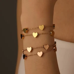 Fashion Bracelet for Girls Style New Dainty Hand Chain Heart Bead Bracelets 18k Stainless Steel Inspired Jewelry ALN25120972