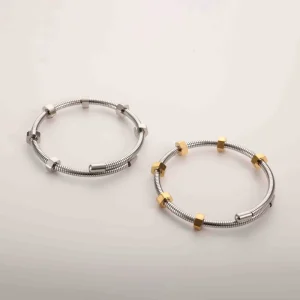 Fashion Bracelets Bangles Customizable Braided Cable Wire Open Cuff Bracelet Styles With Round Profile