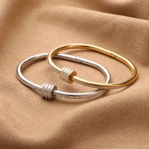 Fashion Bracelets Bangles Customizable Twisted Wire Open Cuff and Round Shape Bracelet Styles With Mixed Metal Appearance